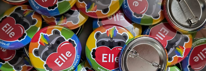Chapitas personalizadas alfiler, parte delantera y posterior