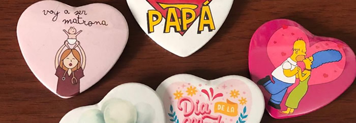 Chapitas corazon impresas full color